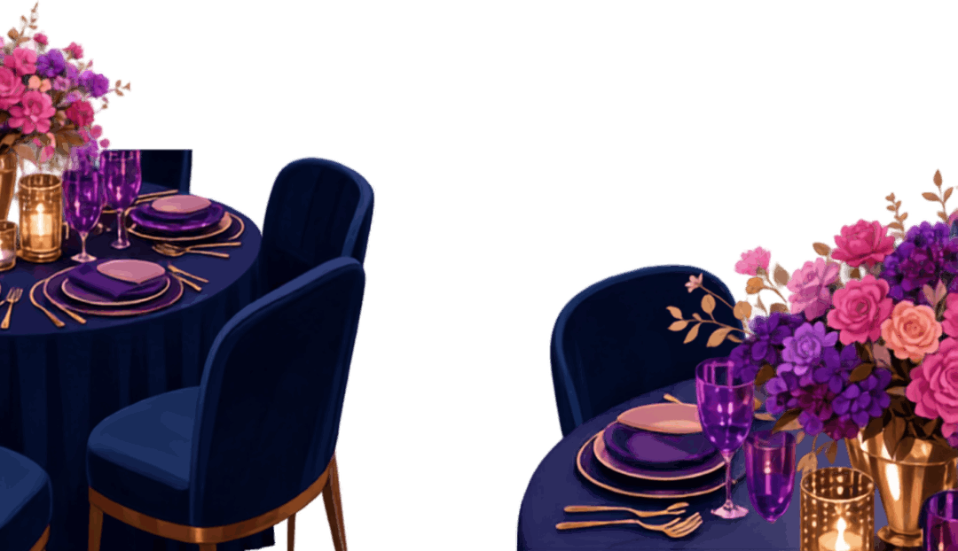 Banquet tables with candles and florals