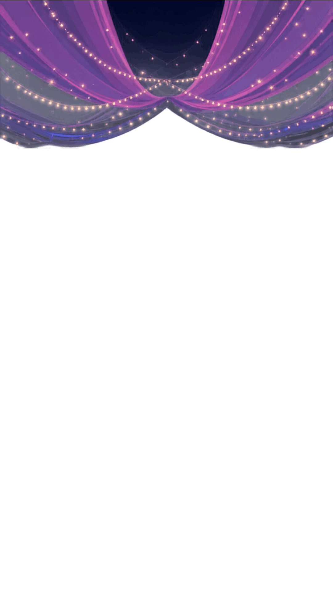 Velvet drapes with fairy lights